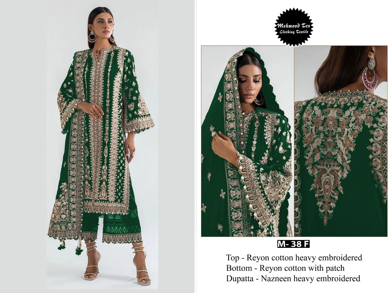 Mehmood Tex M 38 Rayon Cotton Wholesale Pakistani Salwar Suit Catalog — Wholesale Salwar Suits, MPA wholesale from Surat — view 7